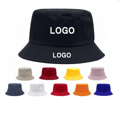 China Custom 2pcs MOQ character logo printing/embroidery kids bucket hat adult new fashion cotton fisherman hat for sale