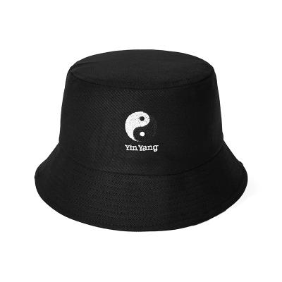 China Character men women cotton embroidery yinyang fishermen bucket hat hat for holiday for sale