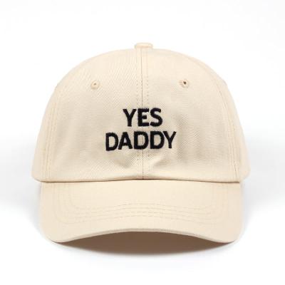 China JOINT YES DAD Embroidered Golf Cotton Adjustable Hat Dad Hat Black Baseball Cap Men Women for sale