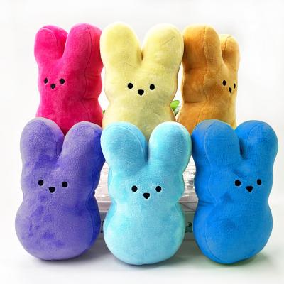 China Plush 15cm 6 Inch Toddler Baby Doll Animal Toy Easter Peep Stuffed Bunny Velvet Plush Toy Cute Rabbits Kids for sale