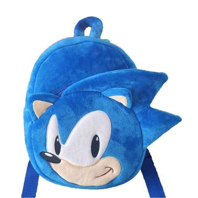 China Cute Cotton Cartoon Plush Sonic Backpack Kids Lightweight School Bag Plush Toy Backpack Baby Kids Birthday Gift for sale