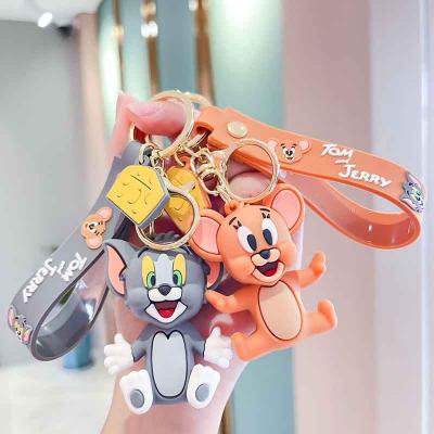 China Tom and Jerry Cartoon Anime Figure Plastic PVC Doll Bag Keychain Ornament Accessories Key Chain Children's Toys Birthday Gifts for sale