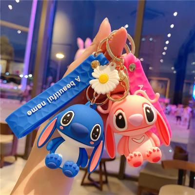 China Lovely Key Chains Plastic Car Doll Keychains Stitch Cartoon Handbags Pendant Accessories For Men And Women Cute Gifts for sale