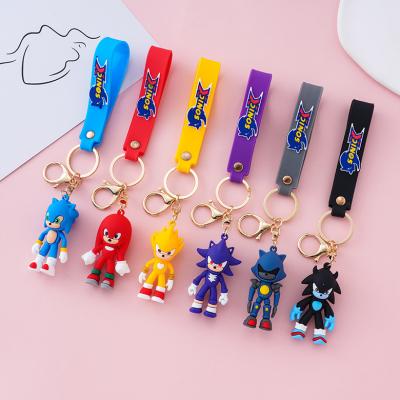 China PVC Anime Key Chain Sonic Doll Cartoon Keychain Color Resin Dolls Bag Key Chain Pendant Hanging Ring Fashion Gifts Car Accessories for sale