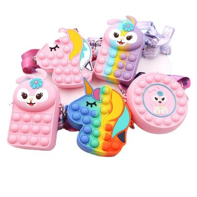 China Unicorn Bag Sensory Bubble Suspender Shoulder Bag Mobile Phone Straps Finger Push Phone Pouch Case Change Coin Purse for sale