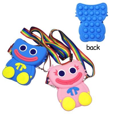 China Silicone Restless Person Toys Poppy Playtime Push Bubble Shoulder Bag Anti-stress Relief Decompression Squeeze Toy For Kid Gift for sale