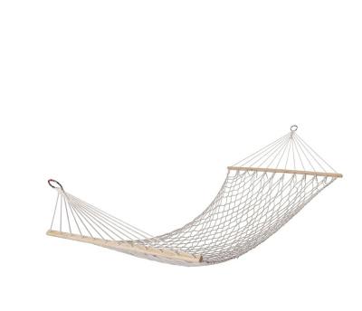 China Adult Tropical Brazilian Style Portable Canvas Hammock Mesh Hammock With Solid Wood Spreader for sale