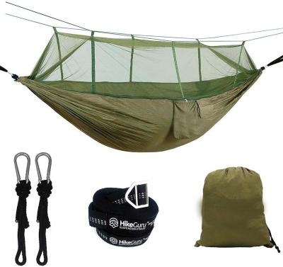 China Durable Easy To Use Parachute Hammock Portable Nylon Camping Hammock With Mosquito Net for sale