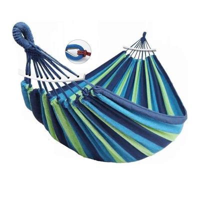 China Travel Ultralight Durable Tropical Folding Anti-Rollover Canvas Camping Striped Hammock for sale