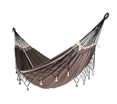 China Durable Folding Rainbow Striped Swing Cotton Fringed Camping Hammock Customize for sale