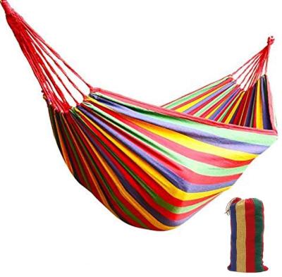 China Durable Brazilian Style Lightweight Rainbow Camping Canvas Striped Hammock For Outdoor for sale