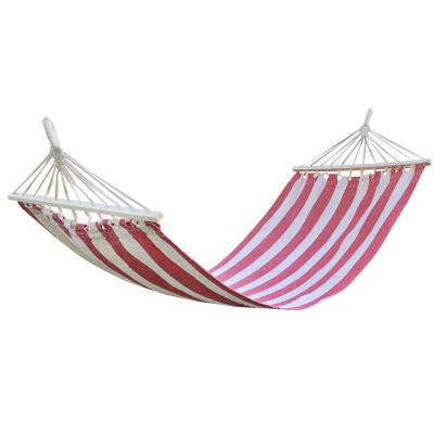 China Comfortable Brazilian Style Striped Canvas Double Camping Hammock With Bar for sale