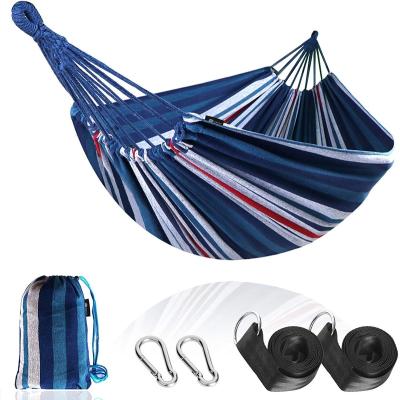 China Durable Bohemian Style Leisure Cotton Canvas Striped Hammock For Garden Patio for sale