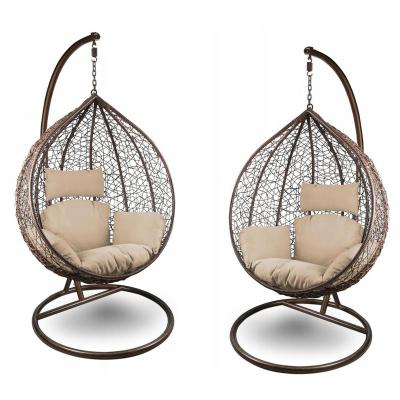 China Outdoor Leisure Rattan Luxury Wicker Garden Hanging Chair With Swing Stand for sale