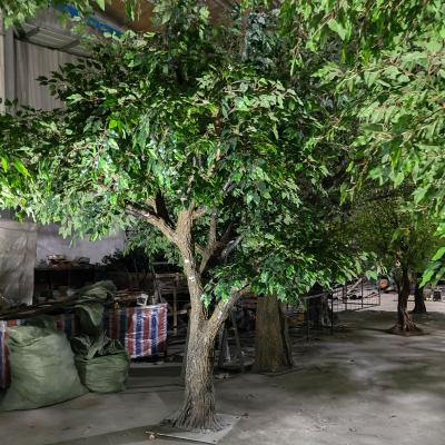 China Plastic Trunk+ Silk Fabric Leaves Plant Hot Sale Green Silk Leaves Small Indoor Artificial Banyan Trees Trunk Benjamina Ficus Plant for sale