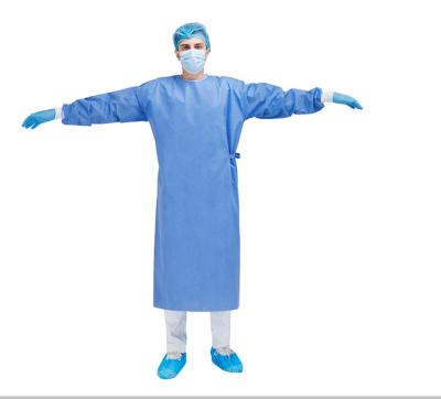 China Disposable Medical SMMS Hospital Surgical Gown With Cuff And Ties CE Certified for sale