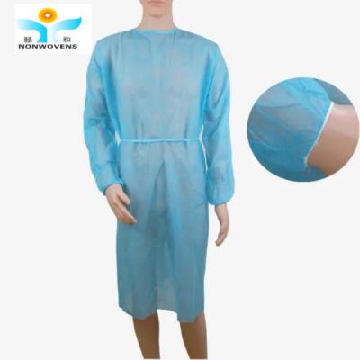 Chine Robe protectrice non tissée jetable de SMS de robe d'isolement de FDA avec les manchettes tricotées élastiques à vendre