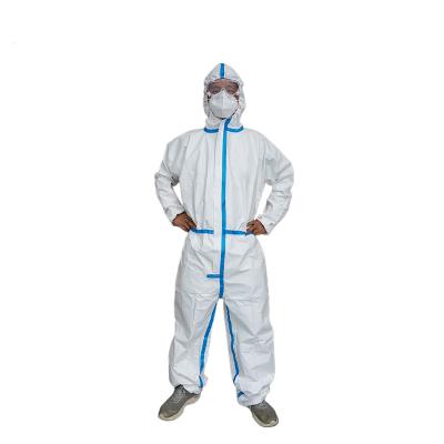 中国 65gsm Waterproof Disposable Hooded Coverall With Microporous Fabric For Chemical 販売のため