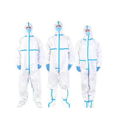 Китай Coverall белой безопасности одежды защитных костюмов PE устранимой Nonwoven с капюшоном продается