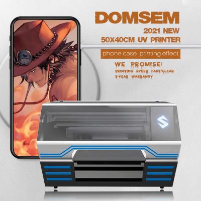 China 3d emboss mobile cover printing DOMSEM 5040 A2 UV wood flatbed printer Coroplast phone case leather printing machine for acrylic for sale