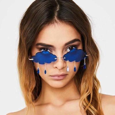 China Eyewear Trade Design Clouds Water New Drops UV400 Luxury Rimless Mujer Crystal Party Eyewear Lentes de sol Sunglasses Women for sale