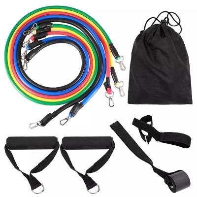 China Home Gym Fitness Training Workout Latex 11 Pcs Resistance Bands Latex Tube Pedal Body Natural Latex Pull Rope Exercise Equipment for sale