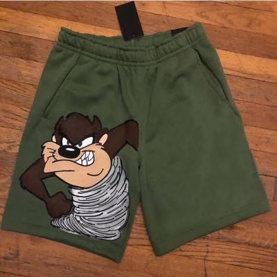 China Anti-wrinkle 2021 summer fashion cotton designer elastic cartoon print waist graphic shorts for men for sale