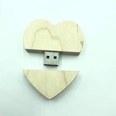 China Creative 2022 Selling USB Bamboo Pen Drive Wedding Gift Commemorative Instant Training Gift USB Wooden Hot Wooden Heart Shaped for sale