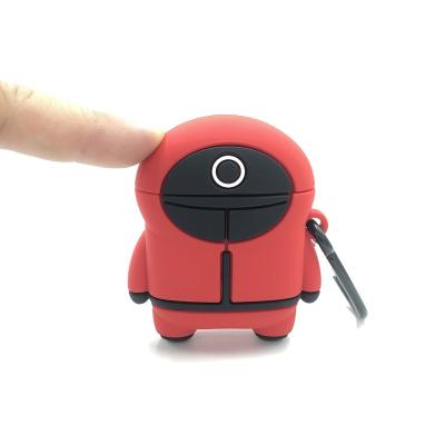 China Lightweight Hot Sale 3D Cartoon Squid Game Figure Earphone Case With Clip For Airpods Pro Hot Korean TV Series Soldier Cover For Airpods 1/2 for sale