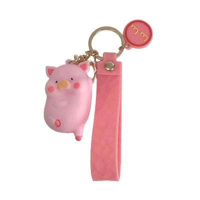 China Promotion gift creative cute pink pig cartoon pig head chain doll couple car bag gift head chain pendant wholesale for sale