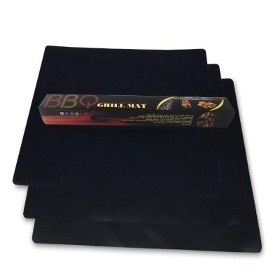 China Barbecue Tool Black 100% Stove Coating PTFE Dustproof Non-Stick BBQ Grill Mats for sale