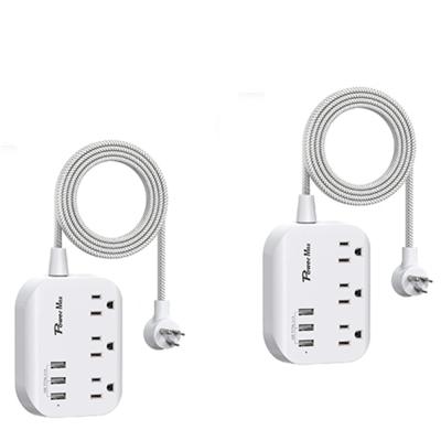 China Good Quality Residential/General Purpose Surge Protector 3-Outlet 3 Ports USB Power Strip1875W/13A With Braided Extension Cord for sale