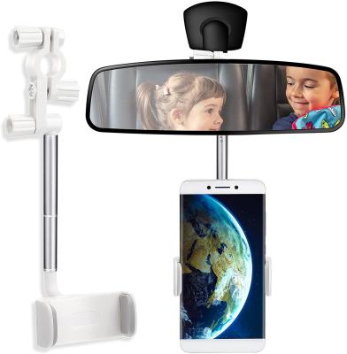 China 360 Angle Adjustable Flexible Rearview Mirror Mount Mobile Phone Holder Car Phone Holder For Car for sale