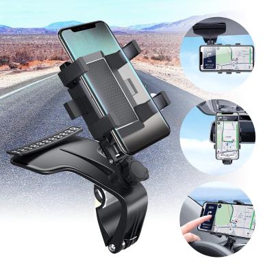 China 360 Degree Rotation Adjustable Car Cell Phone Holder Car Sun Visor Dashboard Mobile Phone Holder for sale