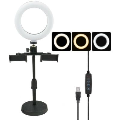 China Mini Mobile Phone Live Circle Light-resistant Portable Convenient Selfie Sufficiency Ring Light Stand for sale