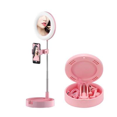 China Mini Live Stream Foldable Desk Lamp LED Selfie Ring Light LED Fill Light Mobile Phone Stand Makeup Light for sale