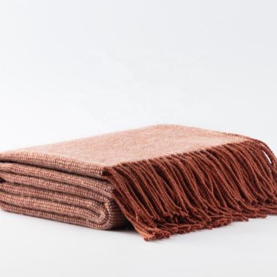 China Wholesale Very Soft Portable Acrylic Blend Sofa Bedding Fringes Throw Blanket Wool 50% 50% Scarf Shawl Super Soft Blanket for sale