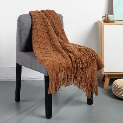 China Single Acrylic Air Condition Blanket Knit blanekt Nordic Sofa Tassel Throw Throw Blanket for sale