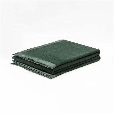 China Fire Retardant High Quality Dark Green Winter Wool Blanket 100% Merino Wool Army Blanket for sale