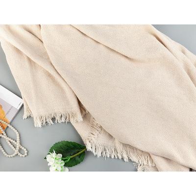 China New Simple Design Baby Cotton Knitted Solid Color Baby Blanket Blanket for sale