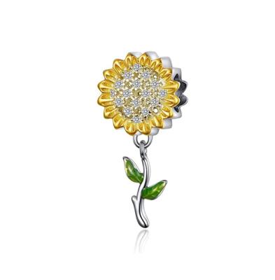 China 2021 Classic Sunflower Flowers Charm Sterling Silver Love Charm Valentine's Day Orchid Bead 925 Bead Fit Women Charms for sale