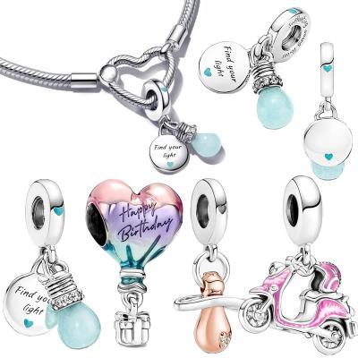 China Pave Find Your Double Light Bulb Glow-in-the-Dark Dangle European Charm Fit Ley S925 Plata Charm Bracelet for sale