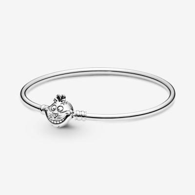 China Cartoon METAL Alice in Wonderland Cheshire Cat Clasp Moment Bangle Fit Bead Charm 2021 Women's Fine Jewelry Mother's Day Gift for sale