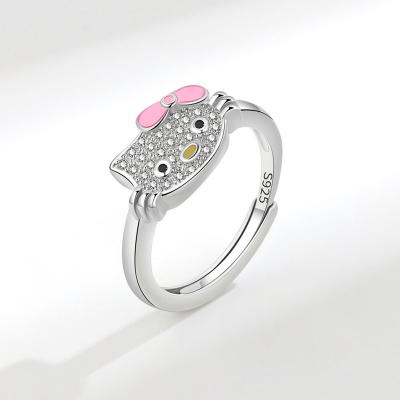 China Antioxidation & do not fade good quality silver kitty ring 925 ring body jewelry fit women hello and girls best gift for sale