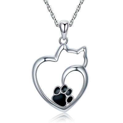 China New Fashion CLASSIC Epoxy Hollow Pendant Jewelry 925 Sterling Silver Cat Claw Necklace Pointing To Mother, Animal Lovers Gifts for sale