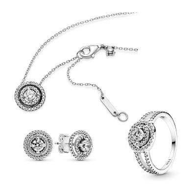 China FASHIONABLE Wholesale Elegant 925 Sterling Silver Sparkle Earrings And Dazzling Zircon Necklace Jewelry Set Suitable Women for sale