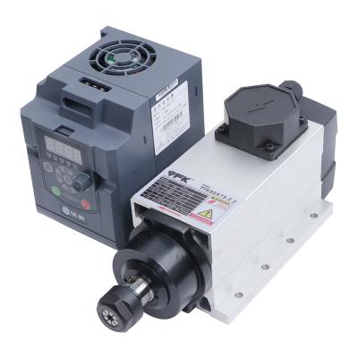 China 2.2KW ER20 Luftgekühlte Quadratspindel mit Flansche Werkzeugmaschine Spindel Kit 2.2KW Inverter 80mm Klammer zu verkaufen