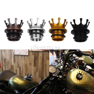 China Motorcycle CNC Aluminum Crown Fuel Tank Style Vented Cap For Harley Touring Dyna Softail Sportser 883 1200 FLHR for sale