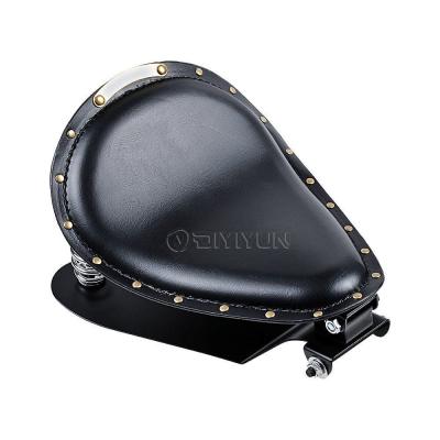 China Black Leather Motorcycle Seats Chopper Bobber Spring Solo Saddle Seat With Rivets Seat Baseplate for sale