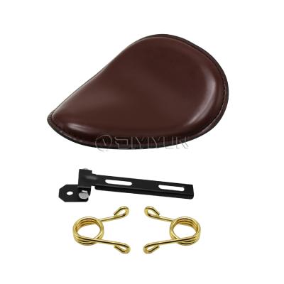 China Retro Brown Motorcycle Spring Leather Leather Solo Saddle Seat For Chopper Cafe Racer Bobber Custom Seats for sale